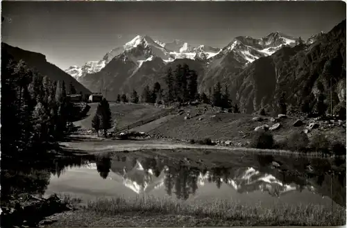 Grächen, Grächensee mit Weisshornkette -507590