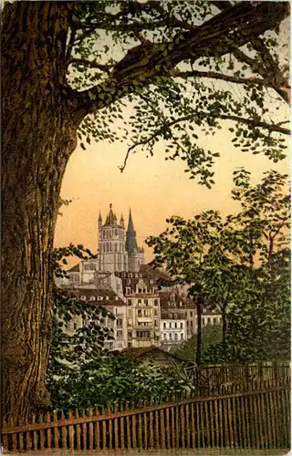 Lausanne, La Cathedrale vue de Montbenon -507440