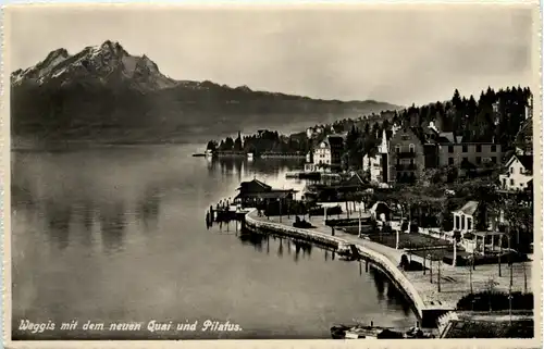 Weggis mit dem neuen Quai und Pilatus -507236