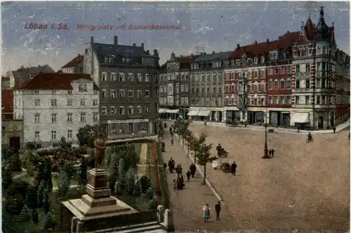 Löbau i.Sa., Königsplatz mit Bismarckdenkmall -505418