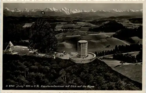 Lueg, Kavallerie-Denkmal mit Blick auf die Alpen -507348