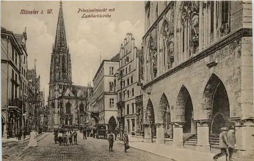 Münster, Principalmarkt mit Lambertikirche -505638