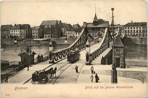 Bremen, Blick auf die grosse Weserbrücke -375810