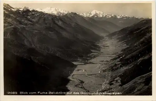 Blick vom Furka-Belvedere auf das Goms und Walliseralpen -507682