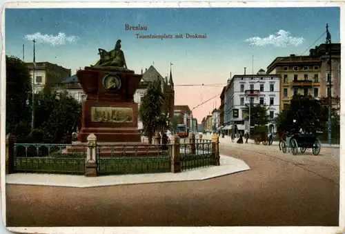 Breslau - Tauentzienplatz mit Denkmal -481696