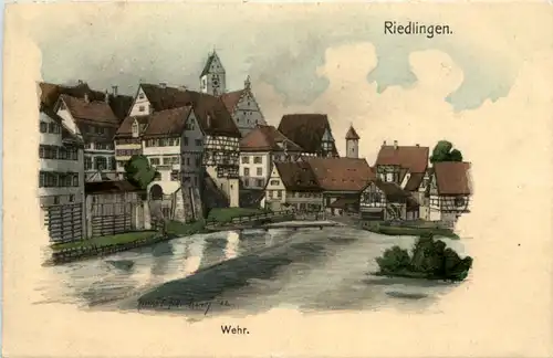 Riedlingen - Wehr - Künstler-AK Eugen Felle -606210