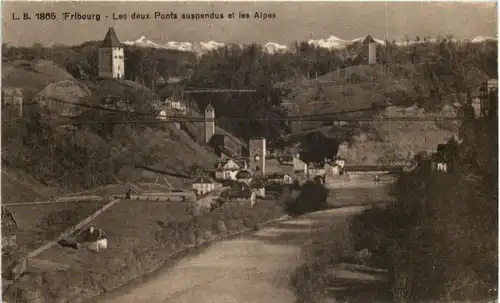 Fribourg - Les deux ponts suspendus -605486