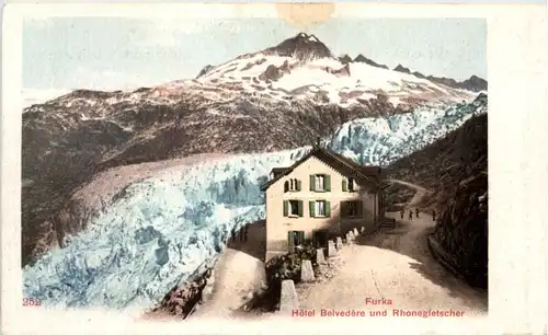 Furka, Hotel Belvedere und Rhonegletscher -508522
