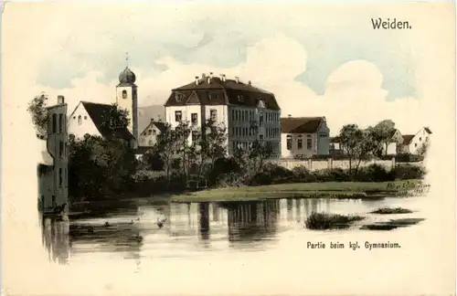 Weiden - Partie beim Gymnasium - Künstler-AK Eugen Felle -606180