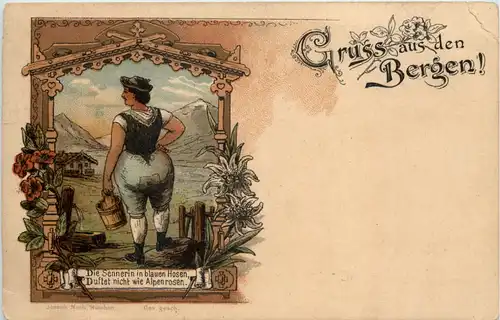 Gruss aus den Bergen - Litho - Künstler-AK Eugen Felle -606480