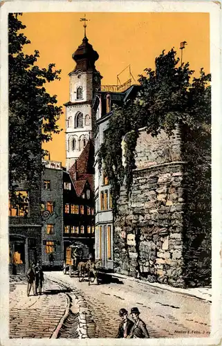 Lindau - Heidenmauer - Künstler-AK Eugen Felle -606286