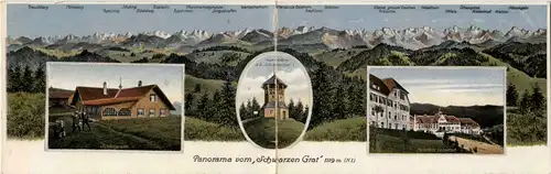 Isny - Panorama vom Schwarzen Grat - Klappkarte - Künstler-AK Eugen Felle -607260