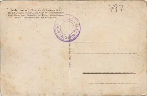Schletteralm am Schwarzen Grat - Künstler-AK Eugen Felle -606646