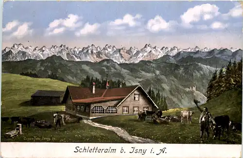 Schletteralm bei Isny - Künstler-AK Eugen Felle -607040