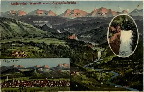 Isny Riedholzer Wasserfälle - Künstler-AK Eugen Felle -607670