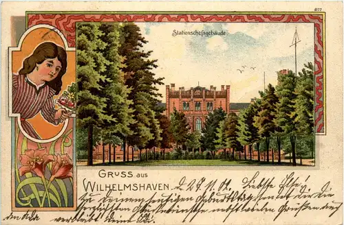 Gruss aus Wilhelmshaven - Stationschefgebäude - Litho -483456