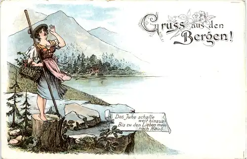 Gruss aus den Bergen - Litho - Künstler-AK Eugen Felle -606484