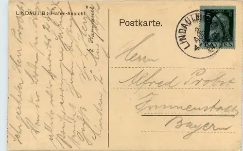 Lindau - Künstlerkarte Hafen Ansicht -608220