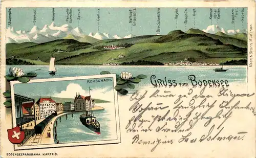 Gruss vom Bodensee - Rorschach - Litho - Künstler-AK Eugen Felle -606564