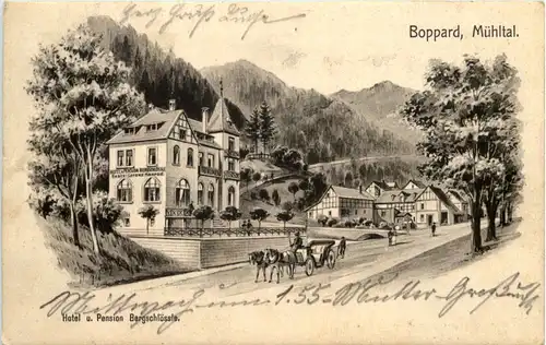 Boppard - Mühltal - Hotel Bergschlössle - Künstler-AK Eugen Felle -606976