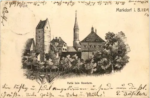 Markdorf - Partie beim Hexenturm - Künstler-AK Eugen Felle -606928