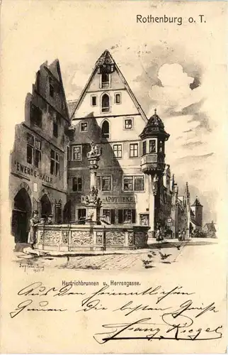 Rothenburg - Hertrichbrunnen - Künstler-AK Eugen Felle -606988