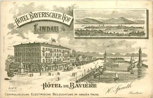Lindau - Hotel Bayrischer Hof Hotel de Baviere - Litho Vorläufer -608086