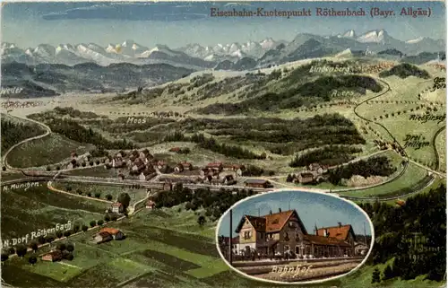 Eisenbahnknotenpunkt Röthenbach bei Lindau - Künstler-AK Eugen Felle -607194
