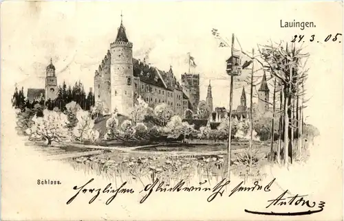 Lauingen - Schloss - Künstler-AK Eugen Felle -605758