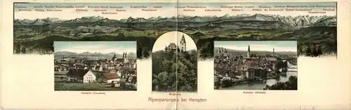 Alpenpanorama bei Kempten - Klappkarte - Künstler-AK Eugen Felle -607906