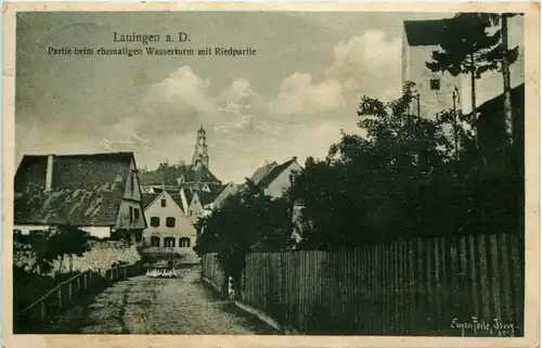 Lauingen - Partie beim ehemaligen Wasserturm - Künstler-AK Eugen Felle -607926