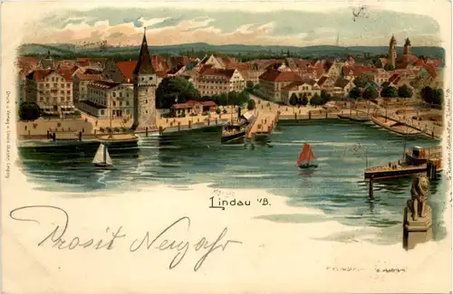 Gruss aus Lindau - Litho -608888