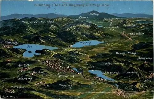 Hirschberg am See und Umgebung - Künstler-AK Eugen Felle -609492