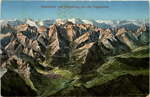 Oberstdorf und Umgebung - Künstler-AK Eugen Felle -607932