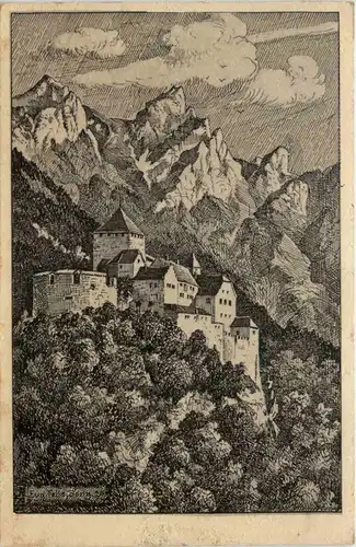Vaduz - Schloss Liechtenstein - Künstler-AK Eugen Felle -609502