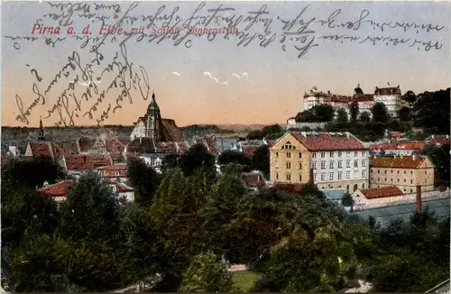 Pirna mit Schloss Sonnenstein -379854