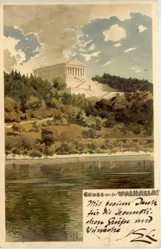 Gruss von der Walhalla bei Regensburg - Litho -609992