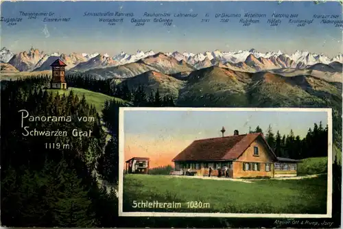 Schletteralm am schwarzen Grat - Isny - Künstler-AK Eugen Felle -606738