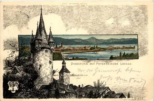 Lindau - Diebsturm mit Peterskirche -609030