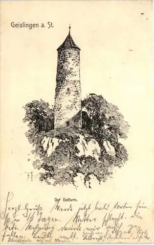 Geislingen - Der Oedturm - Künstler-AK Eugen Felle -607128