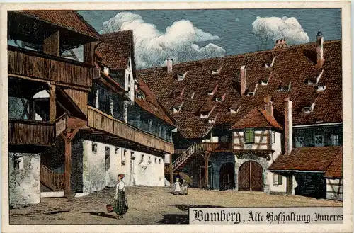 Bamberg - Alte Hofhaltung - Künstler-AK Eugen Felle -610302