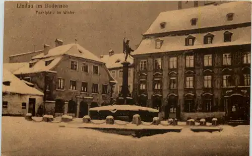 Lindau im Bodensee - Marktplatz im Winter -609290