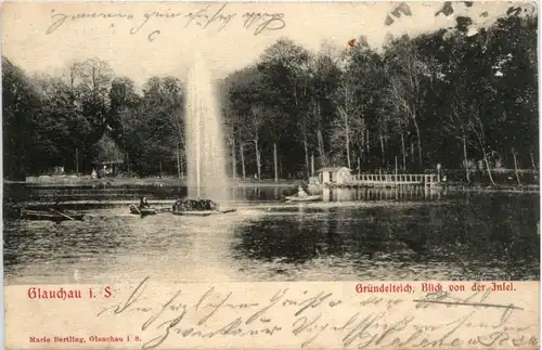 Glauchau, Gründelteich, Blick von der Insel -380614