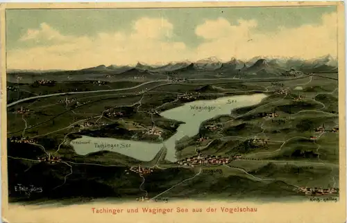 Tachinger und Waginger See - Künstler-AK Eugen Felle -610168