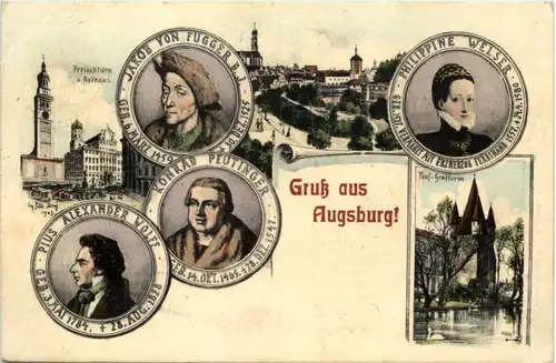 Gruss aus Augsburg - Gasthaus Koch - Künstler-AK Eugen Felle -609810