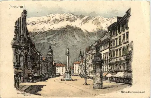 Innsbruck - Maria Theresienstrasse - Künstler-AK Eugen Felle -609586
