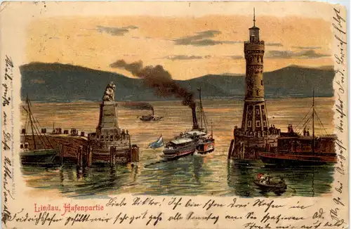 Lindau - Hafenpartie - Litho -609986