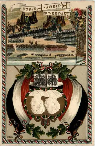Gruss von der Kaiser Parade - Litho Prägekarte -487106