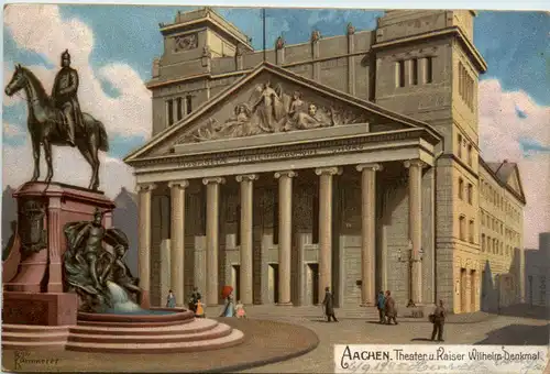 Aachen - Theater und Kaiser Wilhelm Denkmal -487344