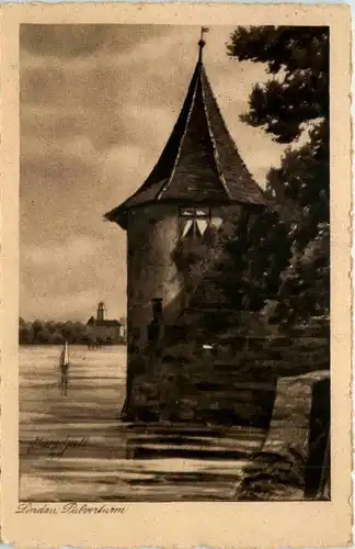 Lindau - Pulverturm - Künstler-AK Marschall -609100